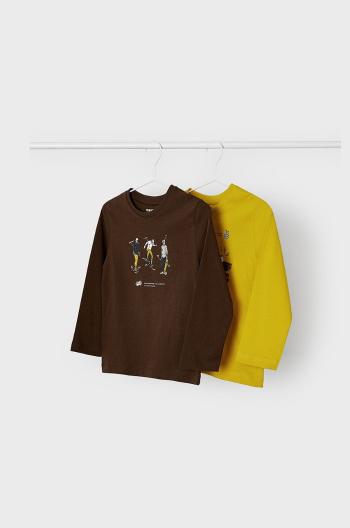 Detská bavlnená košeľa s dlhým rukávom Mayoral žltá farba, s potlačou