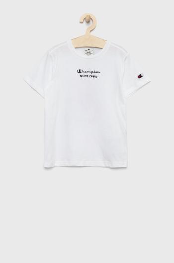 Detské bavlnené tričko Champion 305990 biela farba, s potlačou