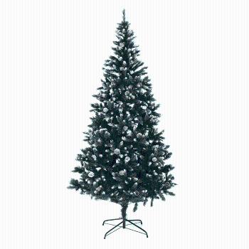 Vianočný stromček so šiškami, posnežený, 220 cm, CHRISTMAS TYP 4