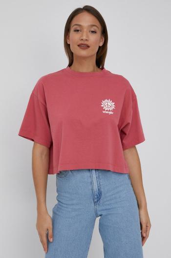 Bavlnené tričko Wrangler ružová farba,