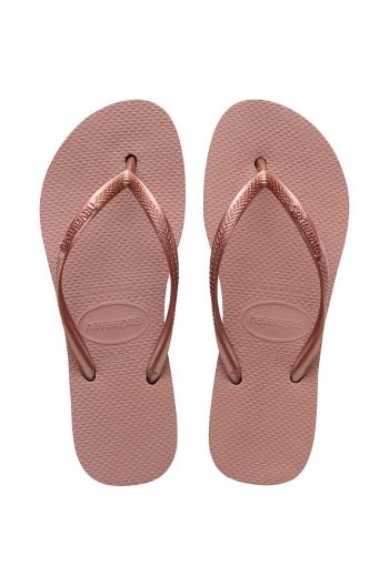 Žabky Havaianas SLIM FLATFORM dámske, ružová farba, na plochom podpätku, 4144537.3544