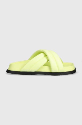 Šľapky Tommy Jeans FANCY PADDED SANDAL dámske, zelená farba, EN0EN02175