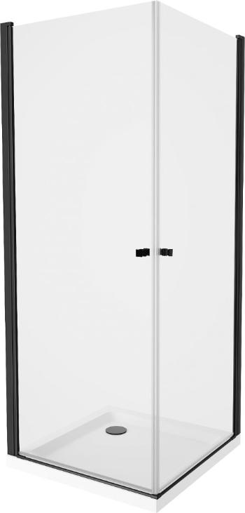 MEXEN/S - PRETORIA duo sprchovací kút 80 x 70 cm, transparent, čierny + vanička vrátane sifónu 852-080-070-70-02-4010B