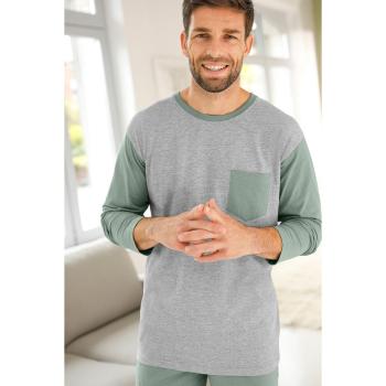 Blancheporte Pyžamové dvojfarebné tričko s dlhými rukávmi sivá/zelená 77/86 (S)