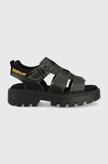 Kožené sandále Caterpillar čierna farba