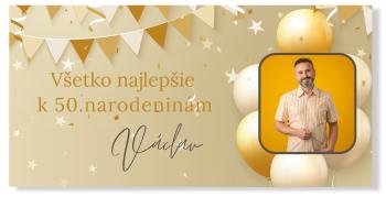 Narodeninový banner s fotkou - Golden Birthday Rozmer banner: 130 x 65 cm