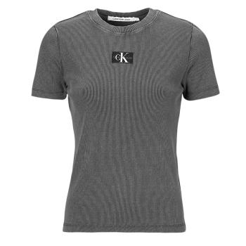 Calvin Klein Jeans  LABEL WASHED RIB SLIM TEE  Tričká s krátkym rukávom Šedá