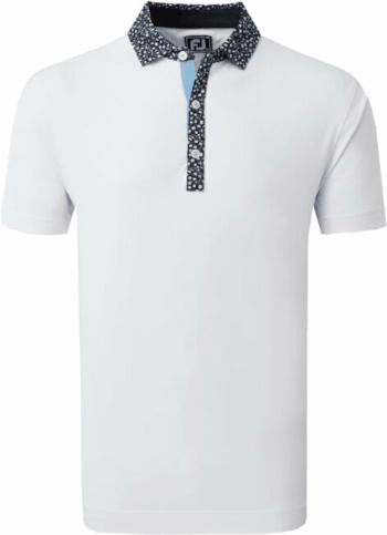 Footjoy Tossed Tulip Trim Mens Polo Shirt True Blue/Navy/White M