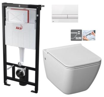 ALCADRAIN Sádromodul - predstenový inštalačný systém s bielym tlačidlom M1710 + WC JIKA PURE + SEDADLO duraplast AM101/1120 M1710 PU1