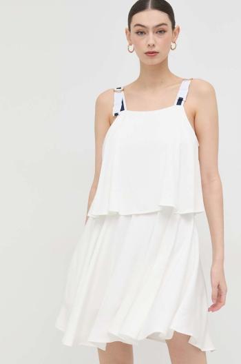 Šaty Silvian Heach biela farba, mini, áčkový strih