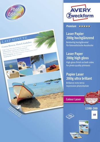 Avery-Zweckform Premium Laser Paper 200g high gloss 1398-200  papier do laserovej tlačiarne A4 200 g/m² 200 listov biela