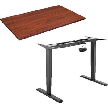 AlzaErgo Table ET1 NewGen čierny + doska TTE-01 140×80cm hnedá dyha (BUN)