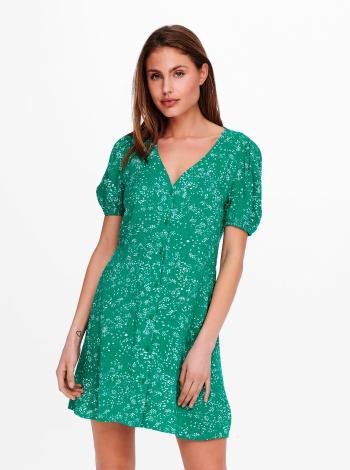 Zelené kvetované šaty s gombíkmi Jacqueline de Yong Staar
