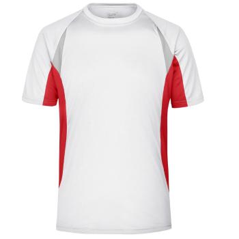 James & Nicholson Pánske funkčné tričko s krátkym rukávom JN391 - Biela / červená | XXXL