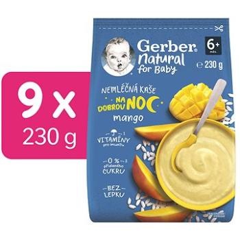 GERBER Natural nemliečna kaša mango na dobrú noc 9× 230 g (8445290747662)