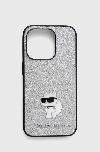 Puzdro na mobil Karl Lagerfeld iPhone 15 Pro 6.1 strieborná farba