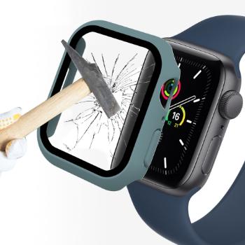 ENKAY Obal s tvrdeným sklom pre Apple Watch 9 / 8 / 7 (41mm) zelený