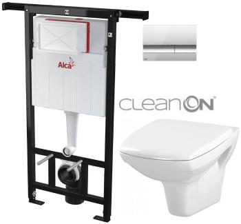 ALCADRAIN Alcadrain Jádromodul - predstenový inštalačný systém s chrómovým tlačidlom M1721 + WC CERSANIT CLEANON CARINA + SEDADLO AM102/1120 M1721 CA1