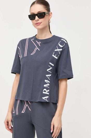 Bavlnené tričko Armani Exchange tmavomodrá farba