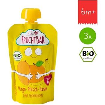 FruchtBar BIO ovocná kapsička s banánom, broskyňou a mangom 3× 100 g (8594205750133)