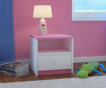 OURBABY detský nočný stolík - ružovo-biely
