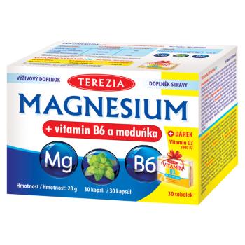 TEREZIA Magnesium + vitamín B6 a medovka 30 kapsúl + DARČEK Vitamín D3 1000 IU 30 kapsúl