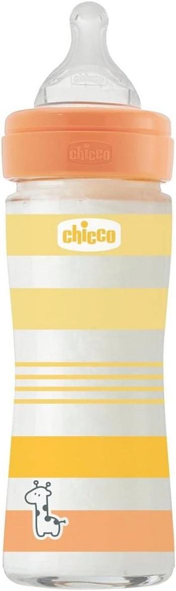 Chicco fľaša dojčenská sklo Well being silikón uni oranžová 240 ml