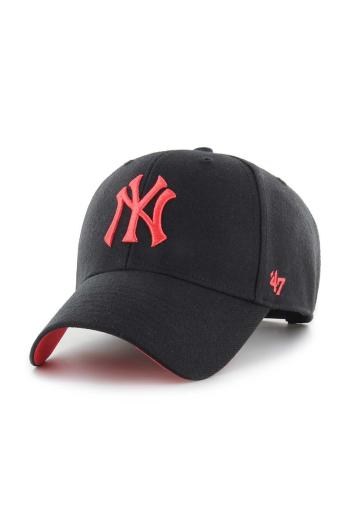 Šiltovka s prímesou vlny 47brand MLB New York Yankees čierna farba, s nášivkou