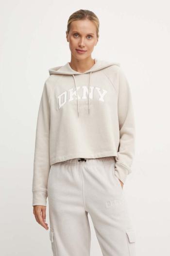 Mikina Dkny dámska, béžová farba, jednofarebná, DP4T9811