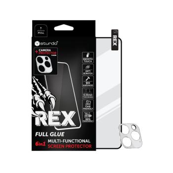 Sturdo Rex protective glass + Camera protection iPhone 12 Pro Max, čierne, 6v1  