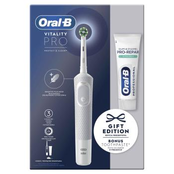 Oral-B Vitality Pro Biela Elektrická Zubná Kefka, 1 Hlavica Kefky, 1 Zubná Pasta Zadarmo