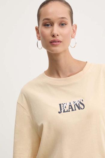 Bavlnené tričko Guess Jeans dámske, béžová farba, W4YI07 K8HM0