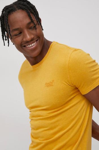 Bavlnené tričko Superdry žltá farba, jednofarebné