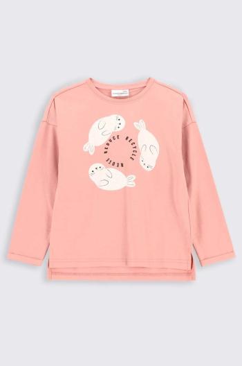 Detské tričko s dlhým rukávom Coccodrillo ružová farba