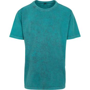 Build Your Brand Pánske tričko Acid Washed - Teal / čierna | XXXXL