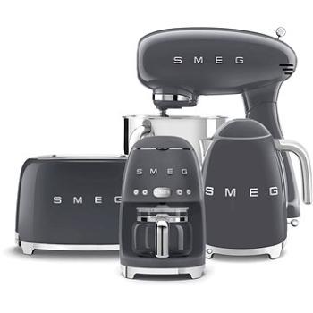 Kuchyňský robot SMEG 50s Retro Style 4,8 l šedý, s nerezovou miskou + Překapávač +  Rychlovarná kon