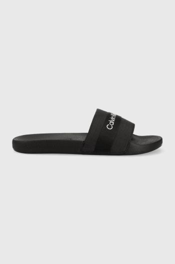 Šľapky Calvin Klein Jeans SLIDE WEBBING pánske, čierna farba, YM0YM00393