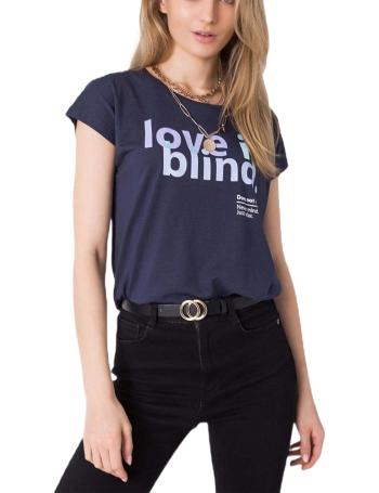 Tmavo modré dámske tričko s nápisom love is blind vel. XL