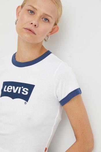 Bavlnené tričko Levi's biela farba,