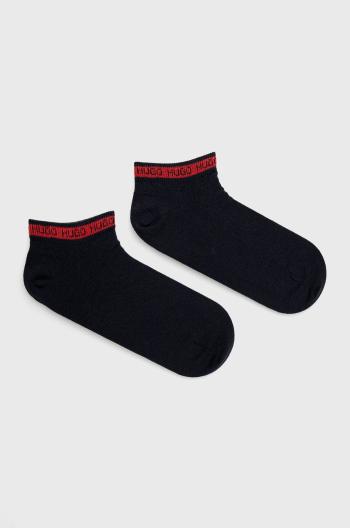 Ponožky HUGO (2-pak) pánske, tmavomodrá farba