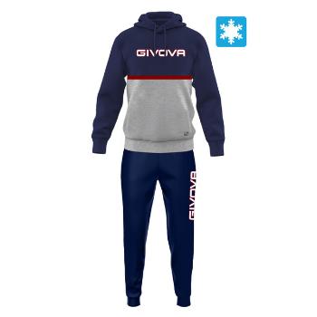 TUTA ITALIA 106 UOMO CON CAPP. BICOLORE IN FELPA BLU/GRIGIO CHIARO Tg. M