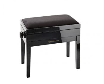 K&M 13950 Piano bench with sheet music storage bench black glossy finish, seat b