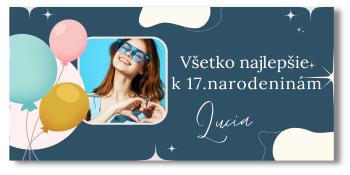 Narodeninový banner s fotkou - Blue Aesthetic Rozmer banner: 130 x 65 cm