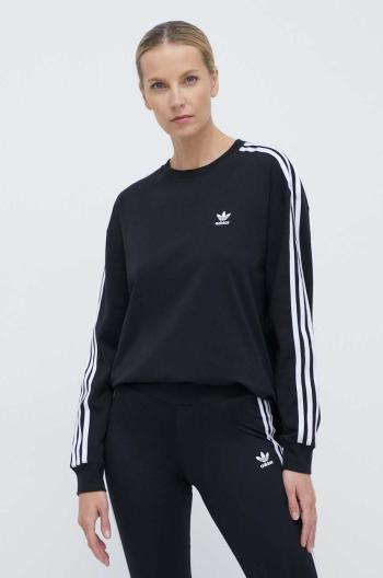 Tričko s dlhým rukávom adidas Originals 3-Stripes Longsleeve dámske, čierna farba, IU2412