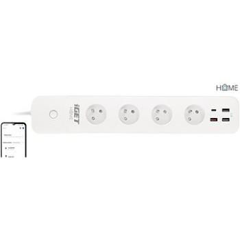 iGET HOME Power 4 USB - Smart WiFi prodlužovací přívod 4x AC 230V s 4x USB portem, měření spotřeby,