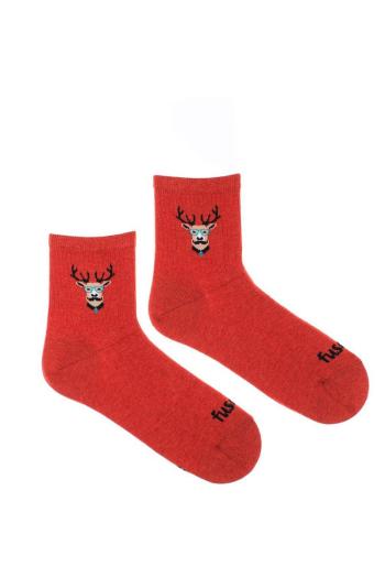 Červené trojštvrťové ponožky Jeleň rebrovaný