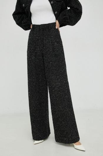Bavlnené nohavice Gestuz Jeanetta dámske, čierna farba, široké, vysoký pás