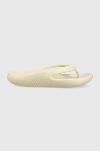 Žabky Crocs Mellow Flip dámske, béžová farba, na plochom podpätku, 208437