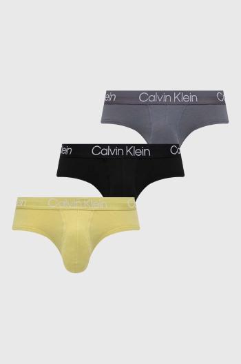 Slipy Calvin Klein Underwear 3-pak pánske, žltá farba