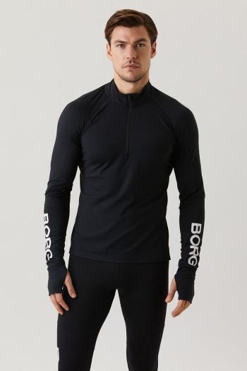 Pánske čierne tričko s dlhým rukávom Midlayer Half Zip